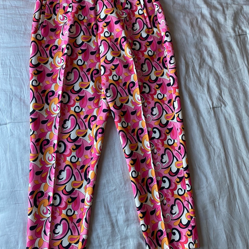Zara Pink Paisley High Waisted Ankle Length Pant